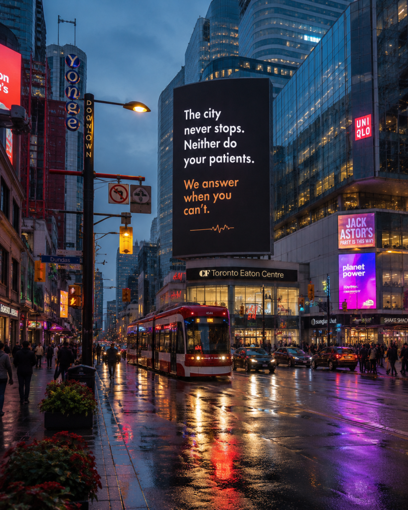 Yonge and Dundas in Toronto at dusk